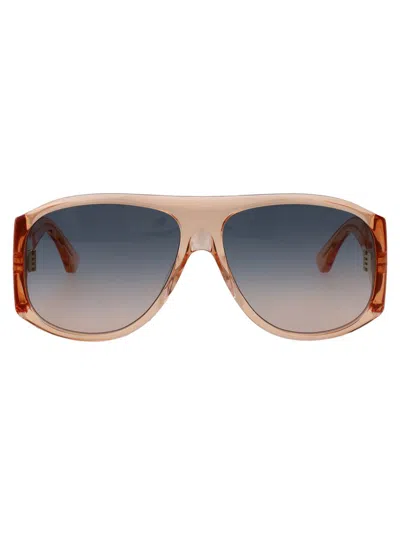Chloé Orange-orange-grey Recycled Acetate Sunglasses In Brown