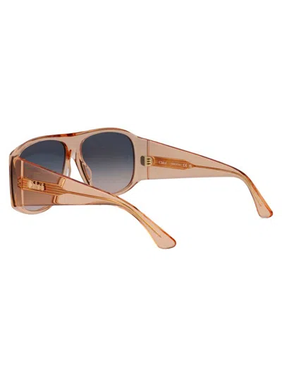 Chloé Orange-orange-grey Recycled Acetate Sunglasses In Brown