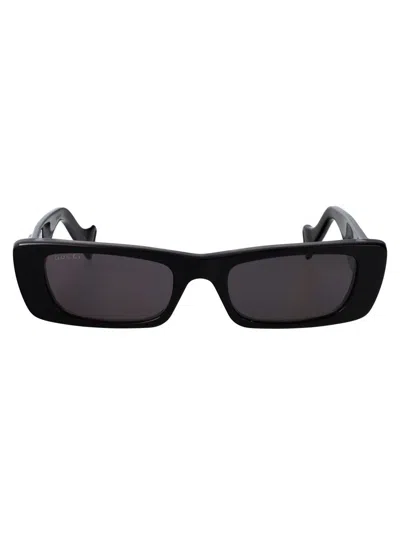 Gucci Black-black-grey Recycled Acetate Sunglasses In Brown