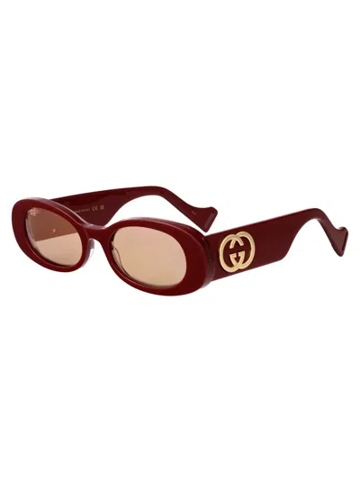 Gucci Burgundy-burgundy-brown Recycled Acetate Sunglasses In Brown