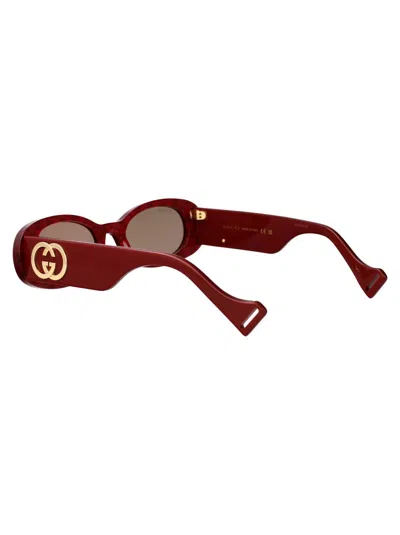Gucci Burgundy-burgundy-brown Recycled Acetate Sunglasses In Brown