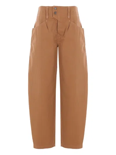 Isabel Marant High-waisted Trousers Patch Pockets In Brown