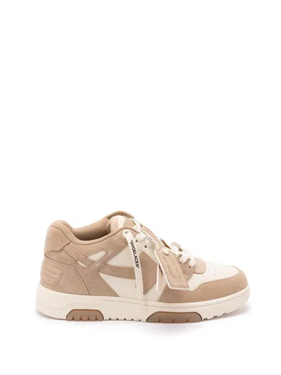 Off-white Low-top Sneakers With Suede And Calfskin Accents In Neutral