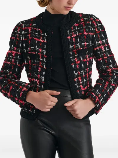 格纹麻花编织粗花呢夹克