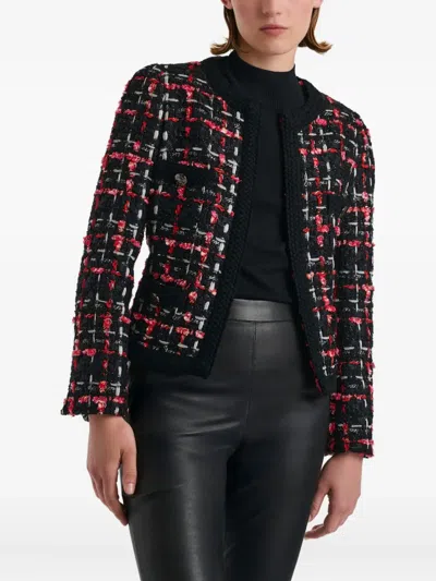 格纹麻花编织粗花呢夹克