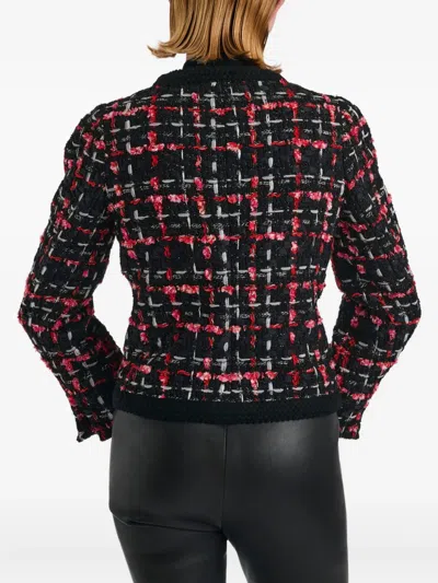 格纹麻花编织粗花呢夹克