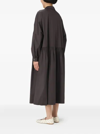 Liviana Conti Buttoned Gathered Dress In Brown