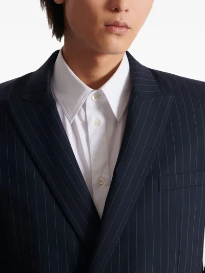 Balmain Doppelreihiges Sakko Mit Nadelstreifen In Blue