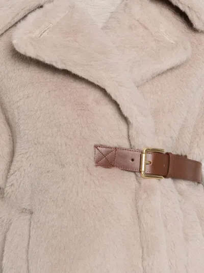 Max Mara Cape In Alpaca And Wool Teddy Fabric In Pink