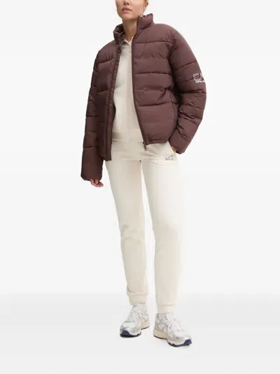 Ea7 Zip-up Puffer Jacket In Brown