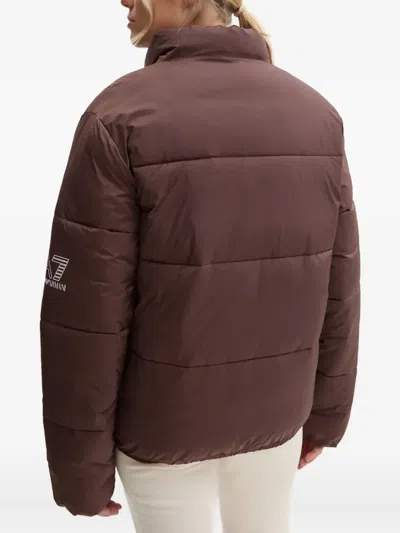 Ea7 Zip-up Puffer Jacket In Brown