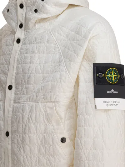 Stone Island Crinckle Reps Ny Quilted-tc Regular-fit. Giacca Imbottita In Reps Di Nylon Leggero Con Intero Resina In Neutral