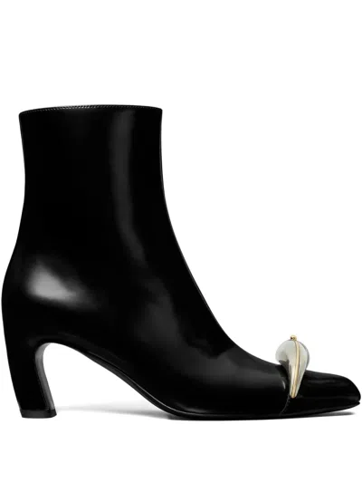 Tory Burch Pierced Leather Ankle Boots In Black