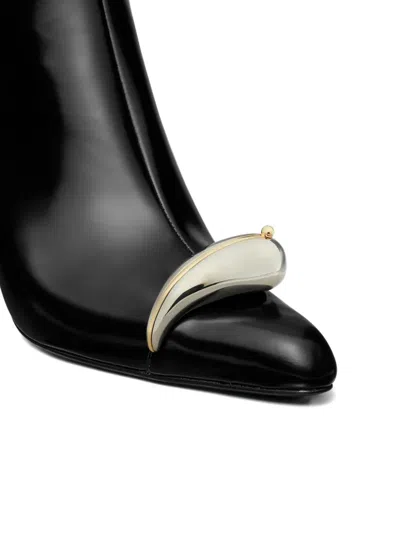 Tory Burch Pierced Leather Ankle Boots In Black
