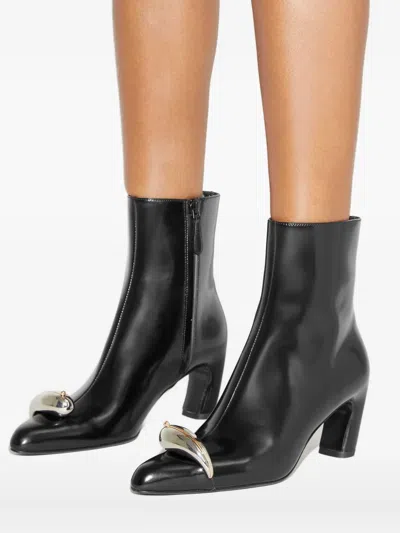 Tory Burch Pierced Leather Ankle Boots In Black