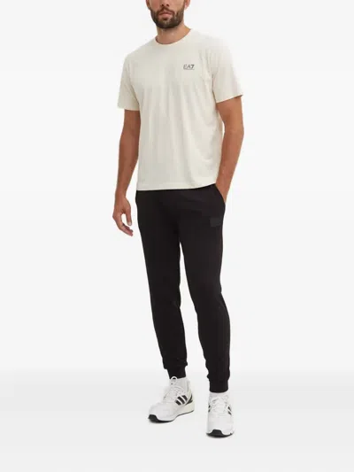 Ea7 Drawstring Logo Patch Trousers In Black