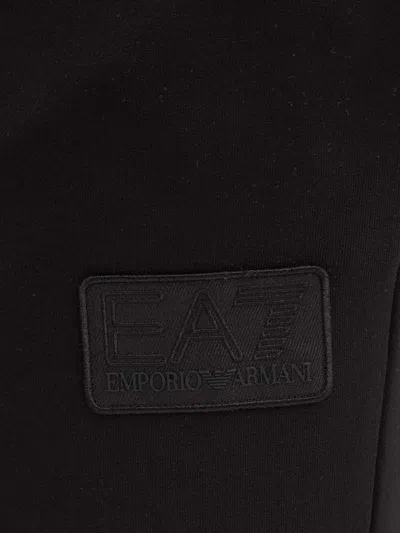 Ea7 Drawstring Logo Patch Trousers In Black