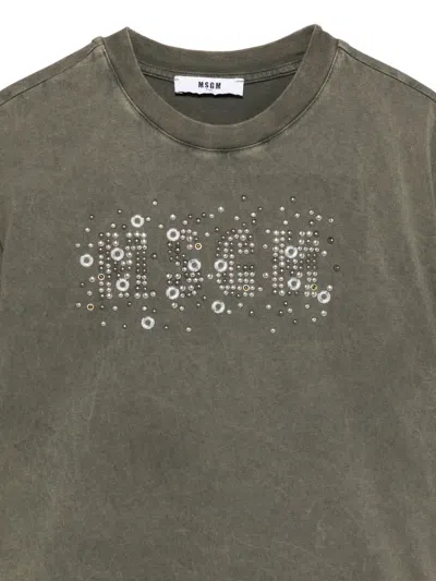 Msgm T-shirt Mit Stone-wash-effekt In Gray