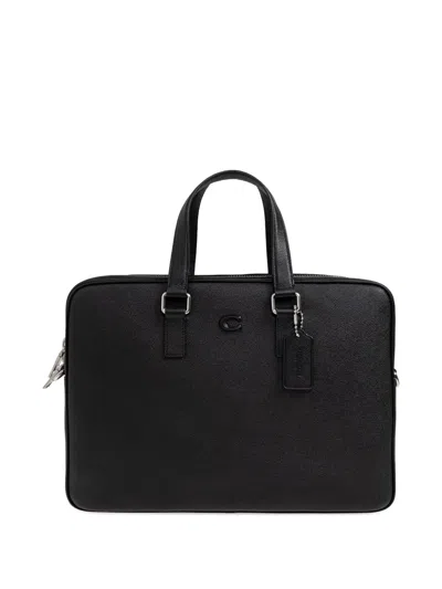 Coach Caden Top Handle Leather Briefcase In Black