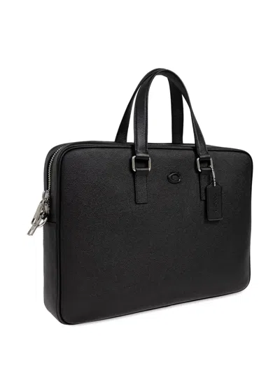 Coach Caden Top Handle Leather Briefcase In Black