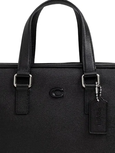 Coach Caden Top Handle Leather Briefcase In Black