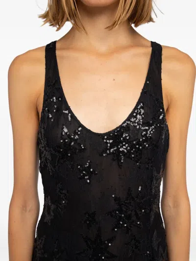 Zadig & Voltaire Womens Rarysa Star-embroidered Woven Midi Dress Black In Black