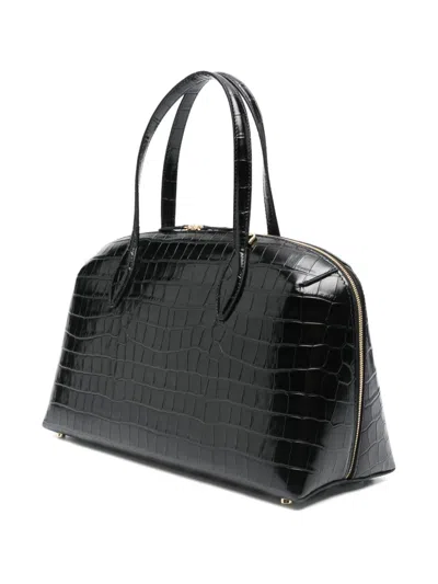 Totême Toteme Lounge Medium Crocodile-effect Leather Top Handle Bag In Black