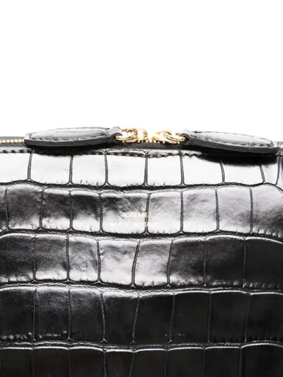 Totême Toteme Lounge Medium Crocodile-effect Leather Top Handle Bag In Black
