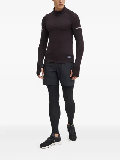 Ea7 Logo-print Performance Top In Brown