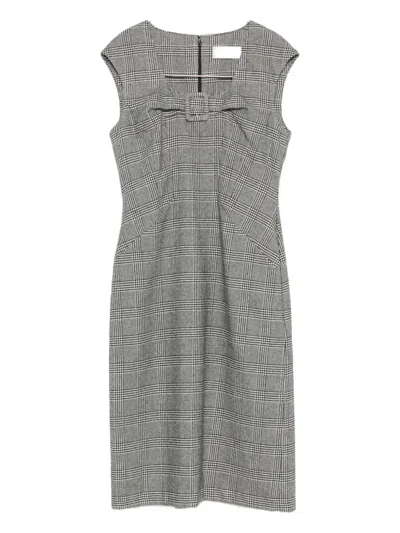 Ermanno Firenze Plaid Sleeveless Dress In Gray