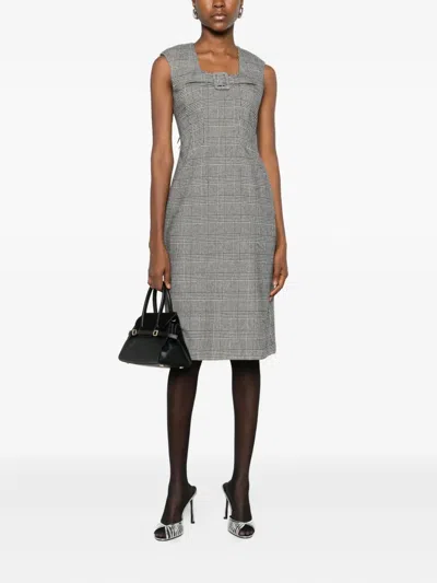 Ermanno Firenze Plaid Sleeveless Dress In Gray