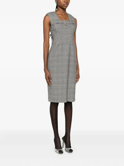 Ermanno Firenze Plaid Sleeveless Dress In Gray