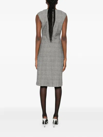 Ermanno Firenze Plaid Sleeveless Dress In Gray