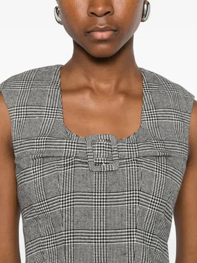 Ermanno Firenze Plaid Sleeveless Dress In Gray