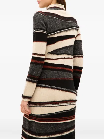 Marie Oliver Gestreiftes Hesta Midikleid Mit Stehkragen In Animal Print