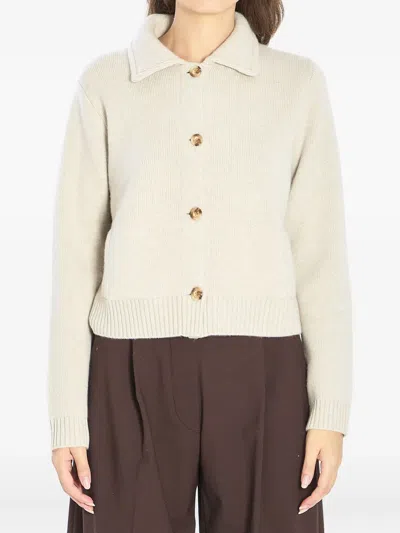 Lisa Yang Lynna Pointed-collar Buttoned Cardigan In Neutral