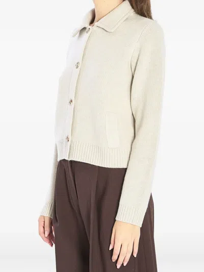 Lisa Yang Lynna Pointed-collar Buttoned Cardigan In Neutral