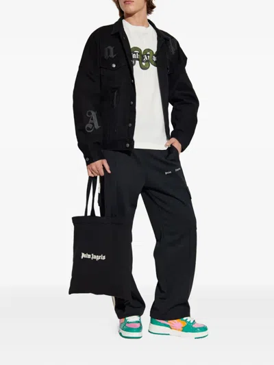 Palm Angels Jacket With Gothic Logo Embroidery In Black