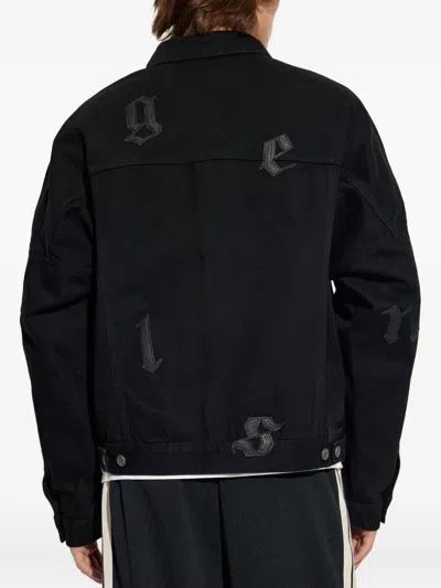 Palm Angels Jacket With Gothic Logo Embroidery In Black