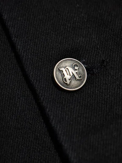 Palm Angels Jacket With Gothic Logo Embroidery In Black