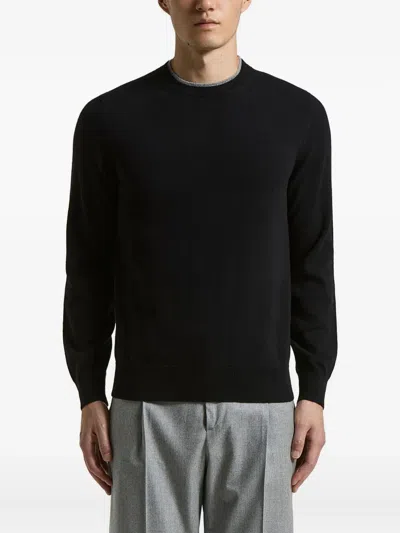 Peserico Wool And Cashmere Crewneck Sweater In Black