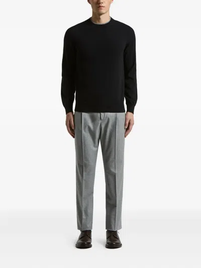 Peserico Wool And Cashmere Crewneck Sweater In Black