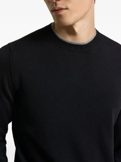 Peserico Wool And Cashmere Crewneck Sweater In Black