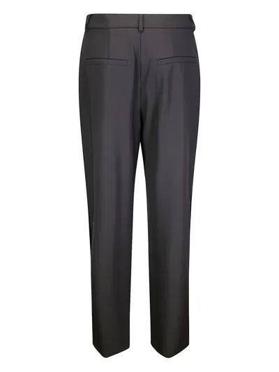 Sportmax Elegant Tailored Pants With Side Slits And Signature Snap Buttons In Black