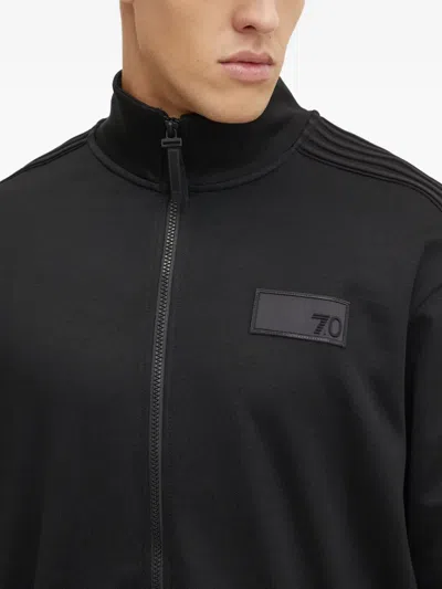 Ea7 Zip Striped Sweatshirt In Black