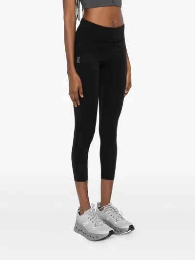 On Logo-print Performance Leggings In Black