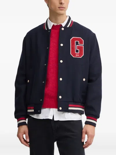 Gant Buttoned Appliqué Jacket In Blue
