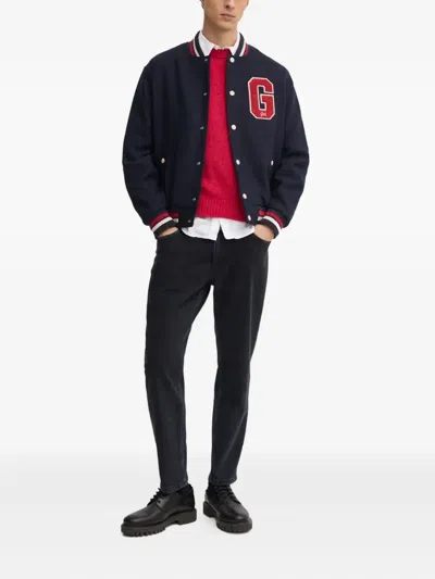 Gant Buttoned Appliqué Jacket In Blue