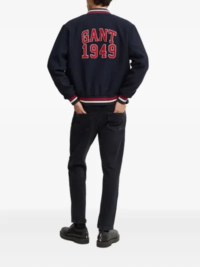 Gant Buttoned Appliqué Jacket In Blue