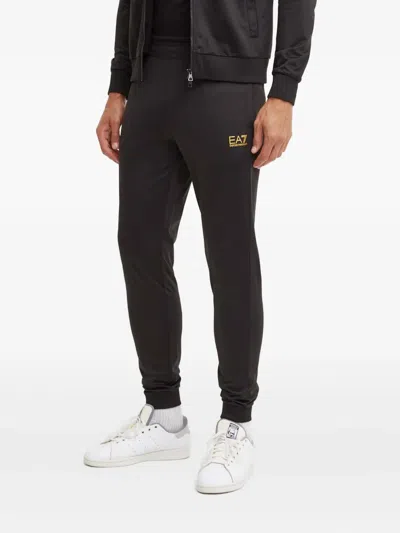 Ea7 Zip-up Logo Jumpsuit In Black